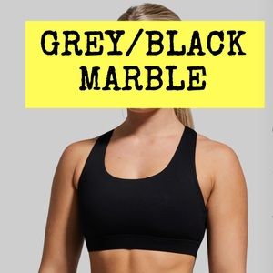Women’s Born Primitive ESSENTIAL sports bra. Black & grey marble. Size medium